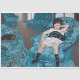 Kleines Mädchen in einem blauen Sessel, Cassatt Seidenpapier