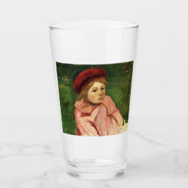 Kleines Mädchen in einem roten Beret Glas