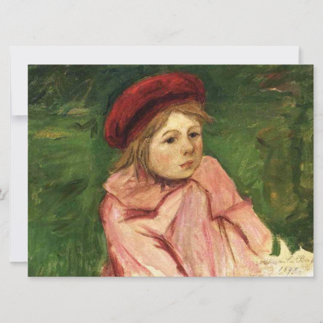 Kleines Mädchen in einem roten Beret Karte (Vorderseite)