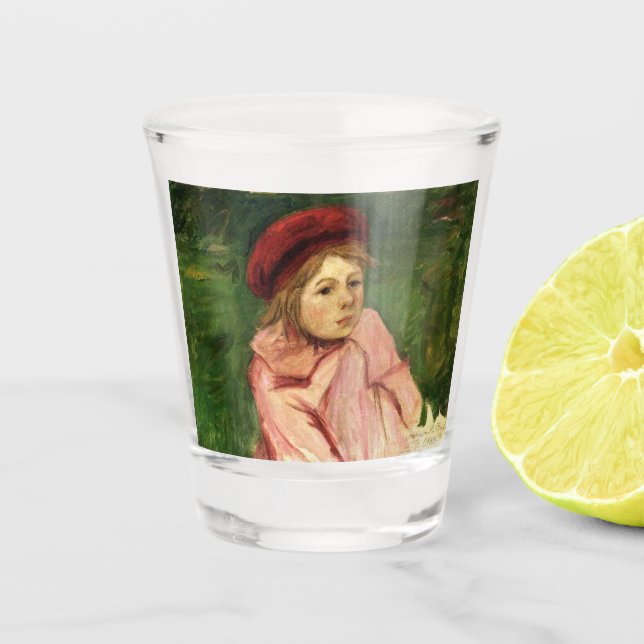 Kleines Mädchen in einem roten Beret Schnapsglas (Vorderseite)