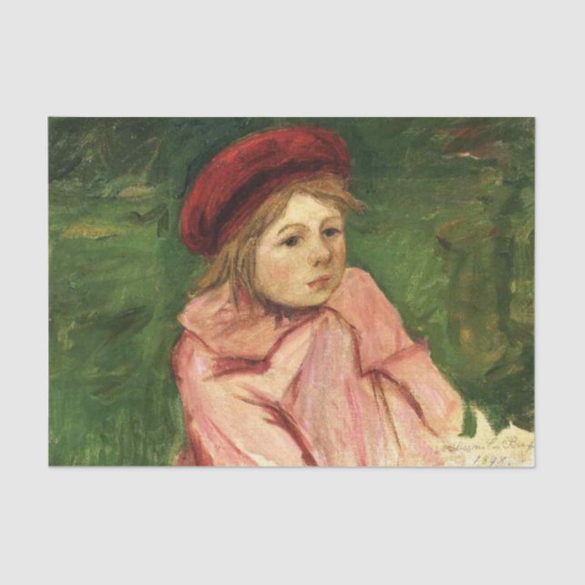 Kleines Mädchen in einem roten Beret Seidenpapier (Vorderseite)