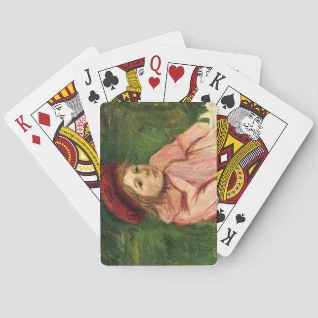 Kleines Mädchen in einem roten Beret Spielkarten (Rückseite)