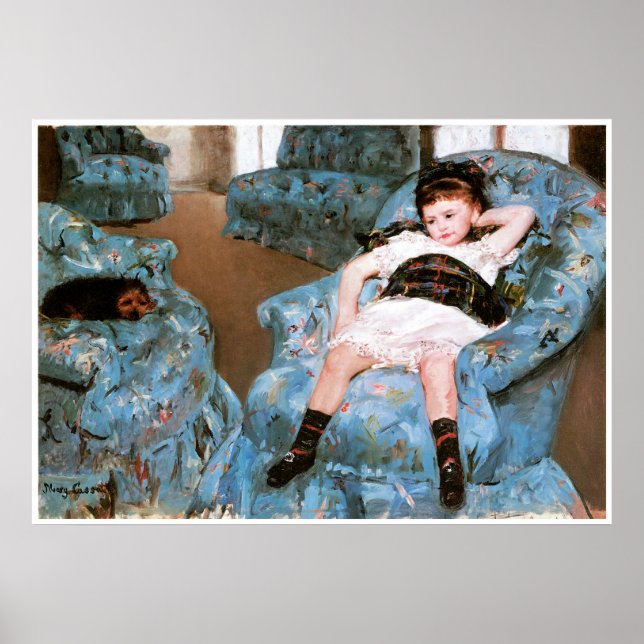 Kleines Mädchen in einer blauen Armlehne, 1878 Mar Poster (Vorne)