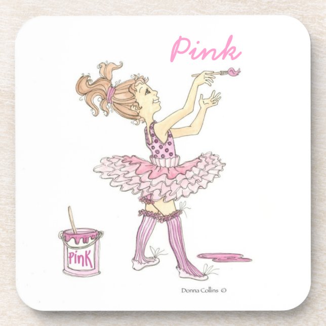 Kleines Mädchen in einer rosa Tutu-Getränkeküste Untersetzer (Vorderseite)