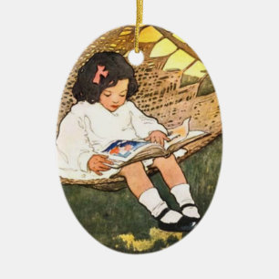 Kleines Mädchen in Hängematte Keramik Ornament