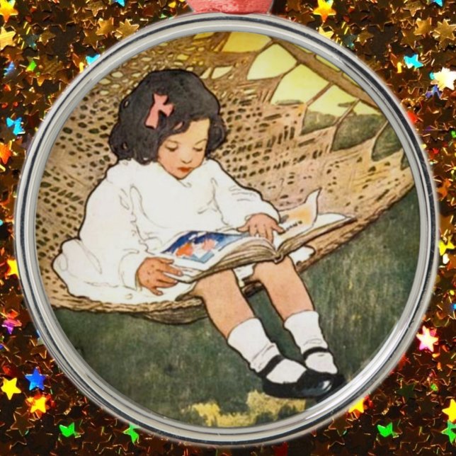 Kleines Mädchen in Hängematte Silbernes Ornament (Von Creator hochgeladen)