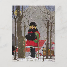 Kleines Mädchen in Red Coat Postkarte