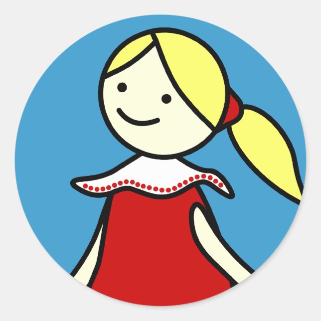 Kleines Mädchen in Roter Aufkleber (Vorderseite)