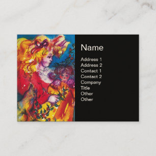 KLEINES MÄDCHEN, KATZE UND HÜBSCHES DOLLAR, rot Visitenkarte