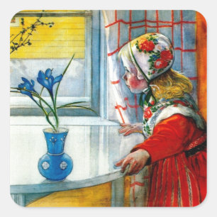 Kleines Mädchen mit blauer Iris Quadratischer Aufkleber