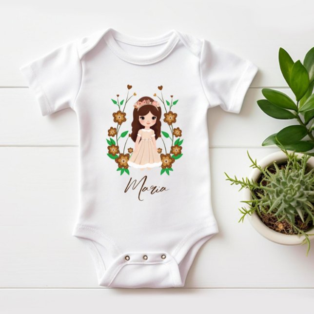 Kleines Mädchen mit Blume Baby Strampler (Von Creator hochgeladen)