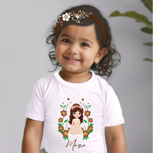 Kleines Mädchen mit Blume Baby T-shirt (Von Creator hochgeladen)
