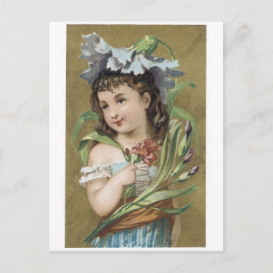 Kleines Mädchen mit Blume-Handelskarte Postkarte