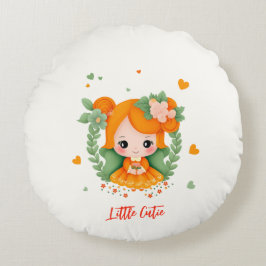 Kleines Mädchen mit Blume Rundes Kissen