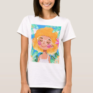 Kleines Mädchen mit Blume T-Shirt