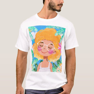 kleines Mädchen mit Blumen T-Shirt