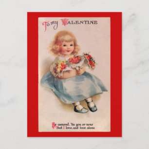 Kleines Mädchen mit Blumen Vintager Valentin Feiertagspostkarte