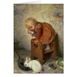 Kleines Mädchen mit einem Kaninchen