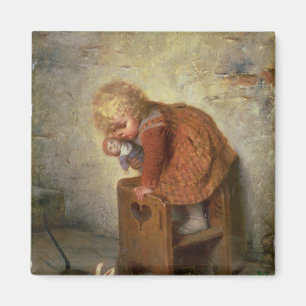 Kleines Mädchen mit einem Kaninchen Magnet