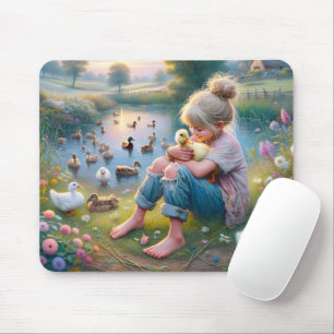 Kleines Mädchen mit Enten Mousepad