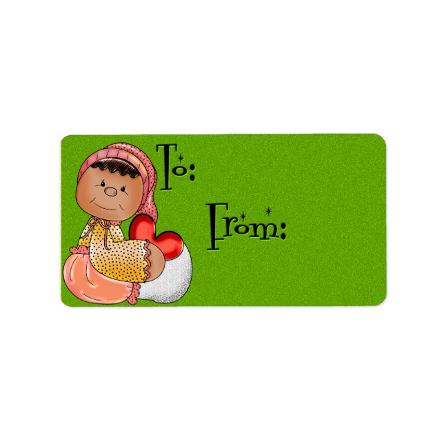 Kleines Mädchen mit gestopftem Herzen Adressaufkleber (Vorne)