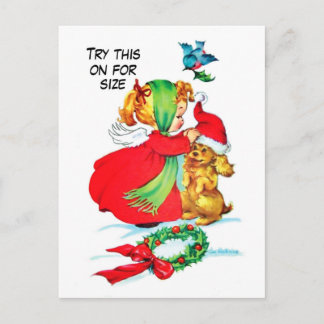 Kleines Mädchen mit ihrem Hund, Weihnachten des Ja Postkarte
