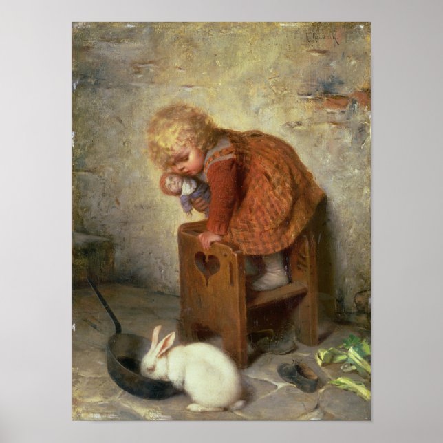 Kleines Mädchen mit Kaninchen Poster (Vorne)
