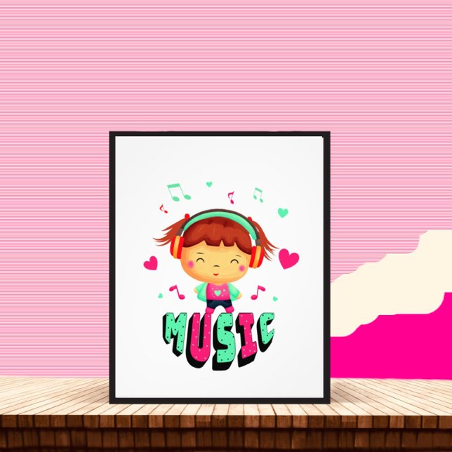 Kleines Mädchen mit Musik Fotodruck (Von Creator hochgeladen)