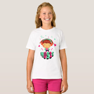 Kleines Mädchen mit Musik T-Shirt