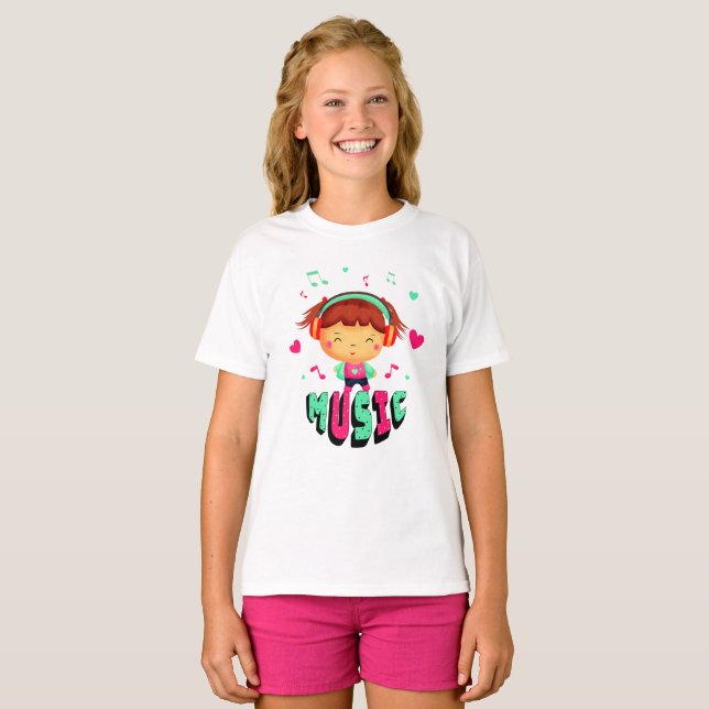 Kleines Mädchen mit Musik T-Shirt (Vorne ganz)