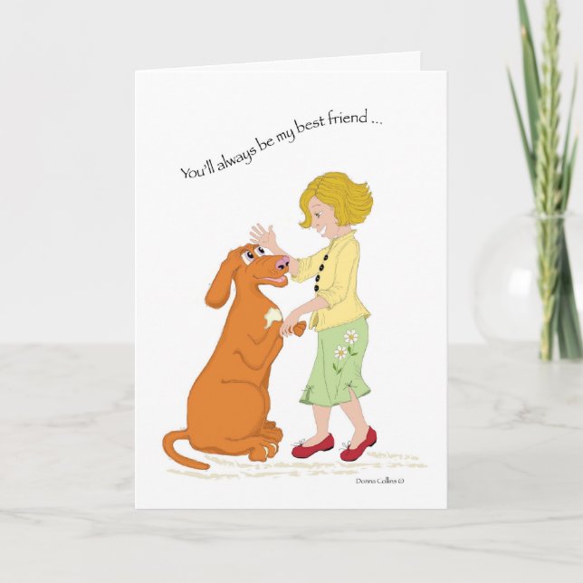Kleines Mädchen mit Puppy Best Friend Card Karte (Vorderseite)