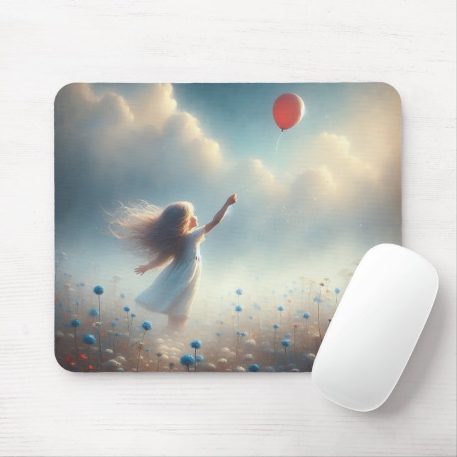 Kleines Mädchen mit rotem Ballon Mousepad (Mit Mouse)