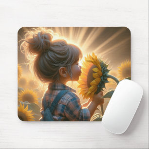 Kleines Mädchen mit Sonnenblume Mousepad