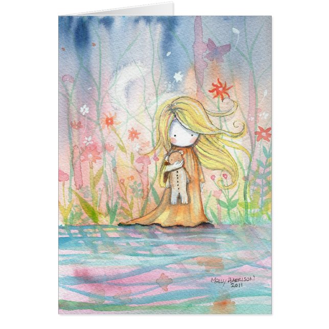 Kleines Mädchen mit Teddy Bear Card (Vorne)