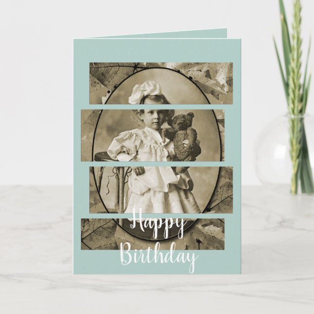 KLEINES MÄDCHEN MIT TEDDY BEAR DOLL 1900ER KARTE (Vorderseite)