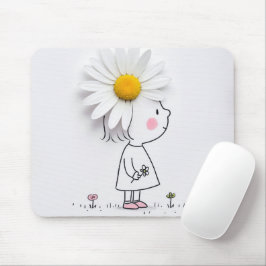 Kleines Mädchen mit weißer Daisy Mousepad