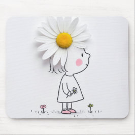 Kleines Mädchen mit weißer Daisy Mousepad