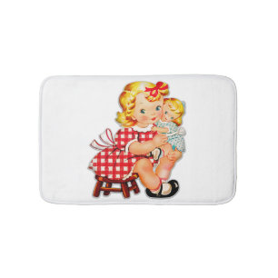 Kleines Mädchen Retro Vintage-Puppe Kind Badematte