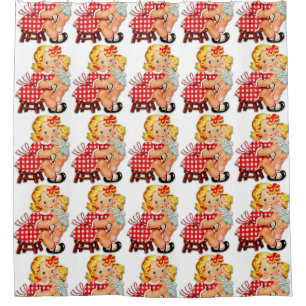 Kleines Mädchen Retro Vintage-Puppe Kind Duschvorhang