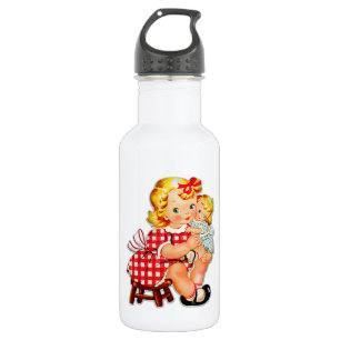 Kleines Mädchen Retro Vintage-Puppe Kind Edelstahlflasche
