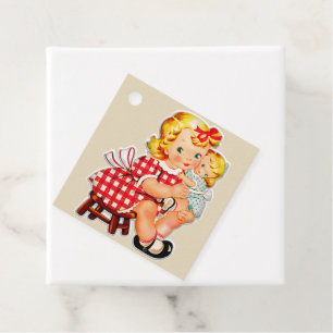 Kleines Mädchen Retro Vintage-Puppe Kind Geschenkanhänger