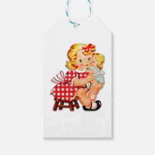 Kleines Mädchen Retro Vintage-Puppe Kind Geschenkanhänger
