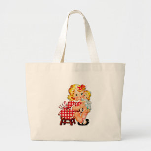 Kleines Mädchen Retro Vintage-Puppe Kind Jumbo Stoffbeutel