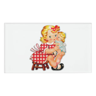 Kleines Mädchen Retro Vintage-Puppe Kind Namenschild