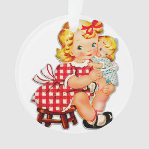Kleines Mädchen Retro Vintage-Puppe Kind Ornament