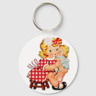 Kleines Mädchen Retro Vintage-Puppe Kind Schlüsselanhänger
