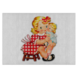 Kleines Mädchen Retro Vintage-Puppe Kind Schneidebrett