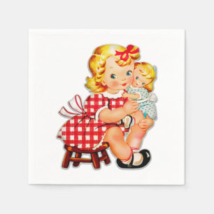 Kleines Mädchen Retro Vintage-Puppe Kind Serviette