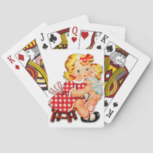 Kleines Mädchen Retro Vintage-Puppe Kind Spielkarten