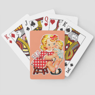 Kleines Mädchen Retro Vintage-Puppe Kind Spielkarten